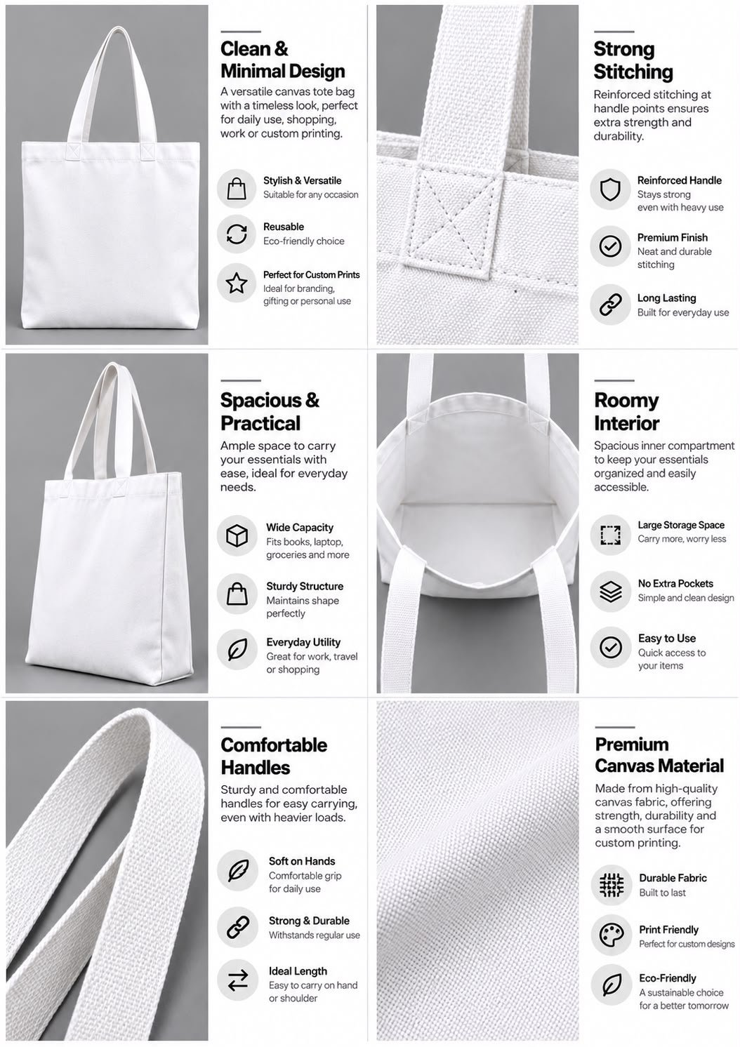 White Canvas Bag Close Ups